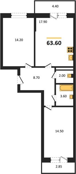 Фото №1: 2-комнатная квартира 63&nbsp;м², 3/3&nbsp;эт. - Берёзовый, Прикубанский внутригородской округ, Прогресс, жилой комплекс Прогресс, мкр. жилой комплекс Нова Вита, ул. имени А.Н. Лодыгина, 6лит8