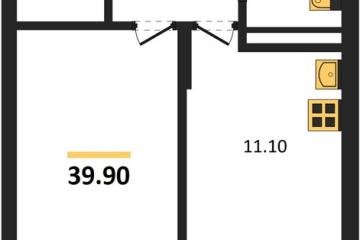 Фото №1: 1-комнатная квартира 39 м², 3/3 эт. - Берёзовый, мкр. жилой комплекс Нова Вита, ул. имени А.Н. Лодыгина, 6лит8