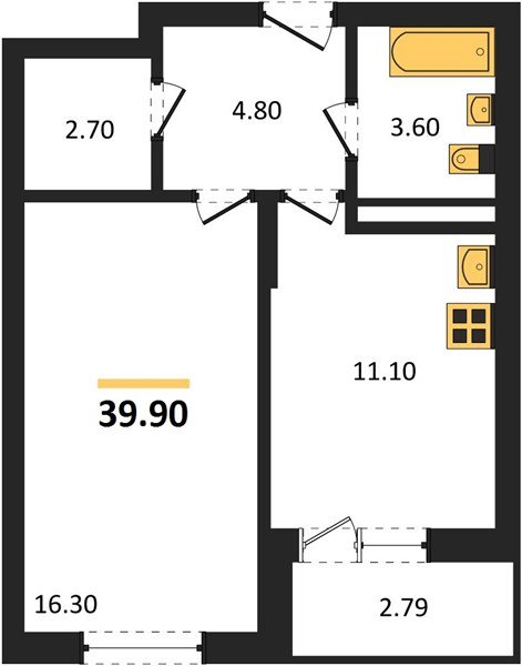 Фото №1: 1-комнатная квартира 39&nbsp;м², 3/3&nbsp;эт. - Берёзовый, Прикубанский внутригородской округ, Прогресс, жилой комплекс Прогресс, мкр. жилой комплекс Нова Вита, ул. имени А.Н. Лодыгина, 6лит8
