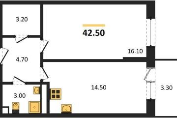 Фото №1: 1-комнатная квартира 42 м², 3/3 эт. - Берёзовый, мкр. жилой комплекс Нова Вита, ул. имени А.Н. Лодыгина, 6лит11