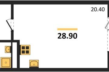 Фото №1: Студия 28 м², 3/3 эт. - Берёзовый, мкр. жилой комплекс Нова Вита, ул. имени А.Н. Лодыгина, 6лит11