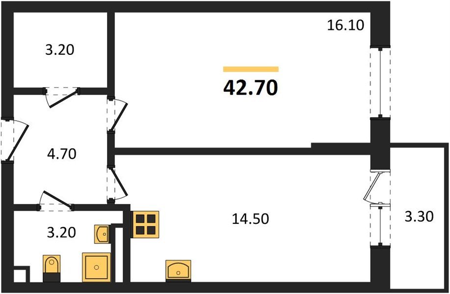 Фото №1: 1-комнатная квартира 42&nbsp;м², 2/3&nbsp;эт. - Берёзовый, Прикубанский внутригородской округ, Прогресс, жилой комплекс Прогресс, мкр. жилой комплекс Нова Вита, ул. имени А.Н. Лодыгина, 6лит11
