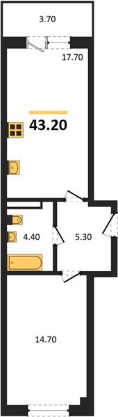 Фото №1: 1-комнатная квартира 43&nbsp;м², 2/3&nbsp;эт. - Берёзовый, Прикубанский внутригородской округ, Прогресс, жилой комплекс Прогресс, мкр. жилой комплекс Нова Вита, ул. имени А.Н. Лодыгина, 6лит11