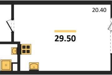 Фото №1: Студия 29 м², 1/3 эт. - Берёзовый, мкр. жилой комплекс Нова Вита, ул. имени А.Н. Лодыгина, 6лит11