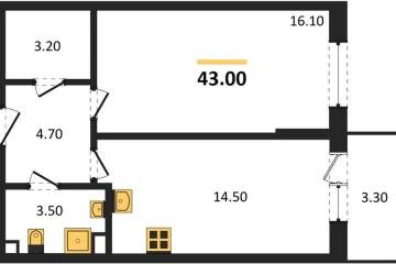 Фото №1: 1-комнатная квартира 43 м², 1/3 эт. - Берёзовый, мкр. жилой комплекс Нова Вита, ул. имени А.Н. Лодыгина, 6лит11
