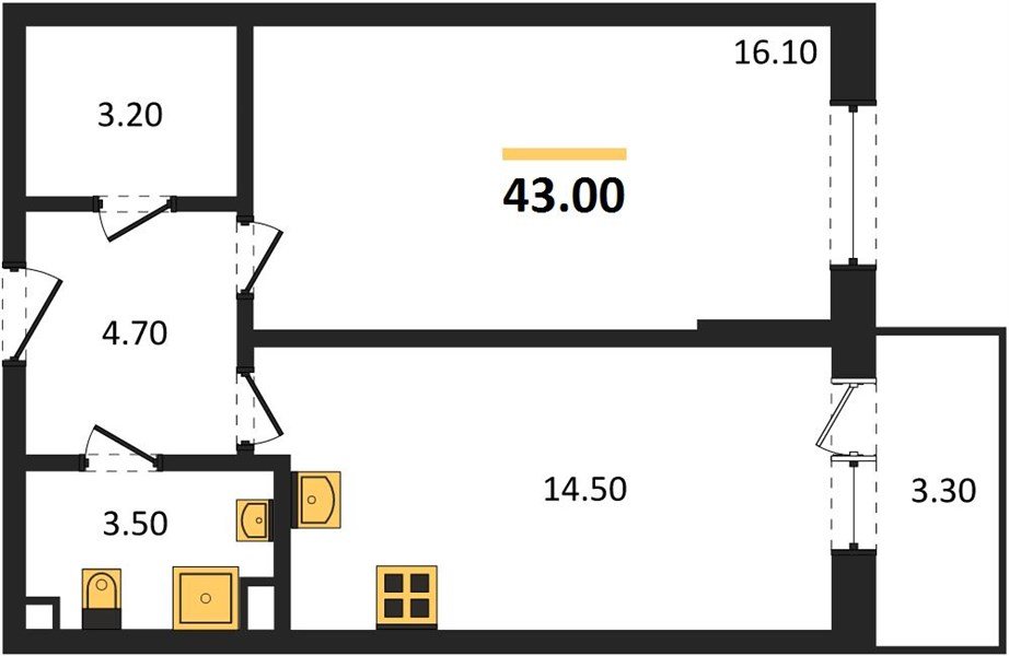 Фото №1: 1-комнатная квартира 43&nbsp;м², 1/3&nbsp;эт. - Берёзовый, Прикубанский внутригородской округ, Прогресс, жилой комплекс Прогресс, мкр. жилой комплекс Нова Вита, ул. имени А.Н. Лодыгина, 6лит11