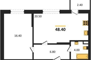 Фото №1: 1-комнатная квартира 48 м², 1/3 эт. - Берёзовый, мкр. жилой комплекс Нова Вита, ул. имени А.Н. Лодыгина, 6лит11