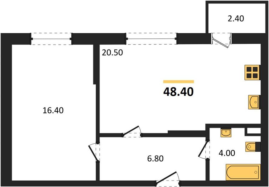 Фото №1: 1-комнатная квартира 48&nbsp;м², 1/3&nbsp;эт. - Берёзовый, Прикубанский внутригородской округ, Прогресс, жилой комплекс Прогресс, мкр. жилой комплекс Нова Вита, ул. имени А.Н. Лодыгина, 6лит11