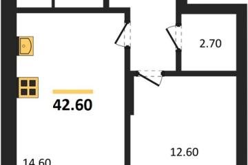 Фото №1: 1-комнатная квартира 42 м², 1/3 эт. - Берёзовый, мкр. жилой комплекс Нова Вита, ул. имени А.Н. Лодыгина, 6лит11