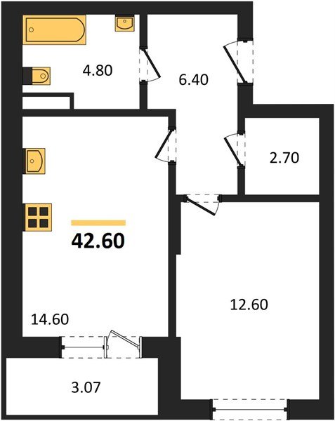 Фото №1: 1-комнатная квартира 42&nbsp;м², 1/3&nbsp;эт. - Берёзовый, Прикубанский внутригородской округ, Прогресс, жилой комплекс Прогресс, мкр. жилой комплекс Нова Вита, ул. имени А.Н. Лодыгина, 6лит11