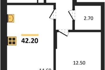 Фото №1: 1-комнатная квартира 42 м², 3/3 эт. - Берёзовый, мкр. жилой комплекс Нова Вита, ул. имени А.Н. Лодыгина, 6лит11