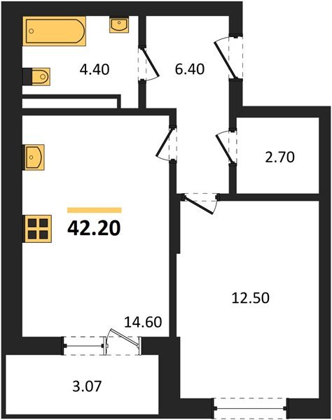 Фото №1: 1-комнатная квартира 42&nbsp;м², 3/3&nbsp;эт. - Берёзовый, Прикубанский внутригородской округ, Прогресс, жилой комплекс Прогресс, мкр. жилой комплекс Нова Вита, ул. имени А.Н. Лодыгина, 6лит11