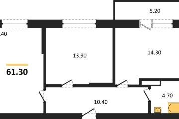 Фото №1: 2-комнатная квартира 61 м², 2/3 эт. - Берёзовый, мкр. жилой комплекс Нова Вита, ул. имени А.Н. Лодыгина, 6лит11
