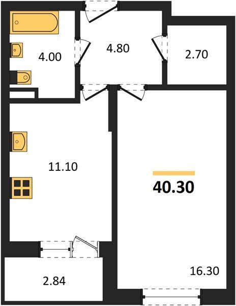 Фото №1: 1-комнатная квартира 40&nbsp;м², 2/3&nbsp;эт. - Берёзовый, Прикубанский внутригородской округ, Прогресс, жилой комплекс Прогресс, мкр. жилой комплекс Нова Вита, ул. имени А.Н. Лодыгина, 6лит12