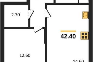 Фото №1: 1-комнатная квартира 42 м², 2/3 эт. - Берёзовый, мкр. жилой комплекс Нова Вита, ул. имени А.Н. Лодыгина, 6лит12