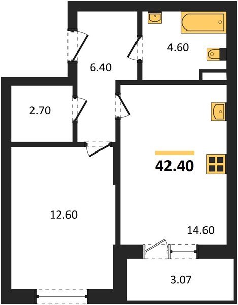 Фото №1: 1-комнатная квартира 42&nbsp;м², 2/3&nbsp;эт. - Берёзовый, Прикубанский внутригородской округ, Прогресс, жилой комплекс Прогресс, мкр. жилой комплекс Нова Вита, ул. имени А.Н. Лодыгина, 6лит12