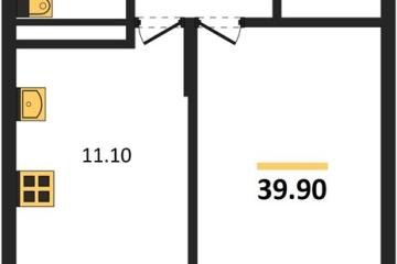 Фото №1: 1-комнатная квартира 39 м², 3/3 эт. - Берёзовый, мкр. жилой комплекс Нова Вита, ул. имени А.Н. Лодыгина, 6лит12