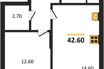 Фото №1: 1-комнатная квартира 42 м², 1/3 эт. - Берёзовый, мкр. жилой комплекс Нова Вита, ул. имени А.Н. Лодыгина, 6лит12