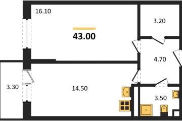 Фото №1: 1-комнатная квартира 43 м², 1/3 эт. - Берёзовый, мкр. жилой комплекс Нова Вита, ул. имени А.Н. Лодыгина, 6лит12