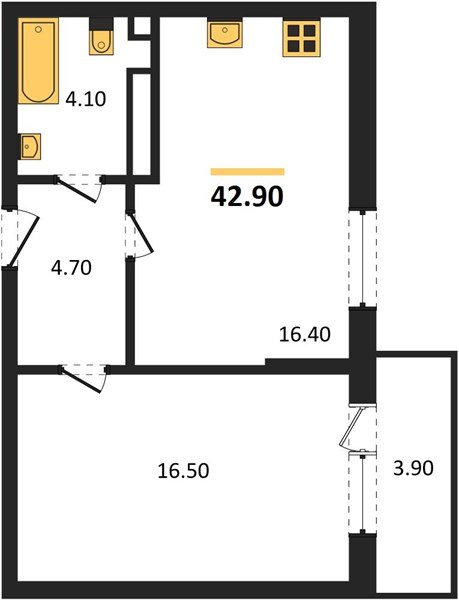 Фото №1: 1-комнатная квартира 42&nbsp;м², 3/3&nbsp;эт. - Берёзовый, Прикубанский внутригородской округ, Прогресс, жилой комплекс Прогресс, мкр. жилой комплекс Нова Вита, ул. имени А.Н. Лодыгина, 6лит12
