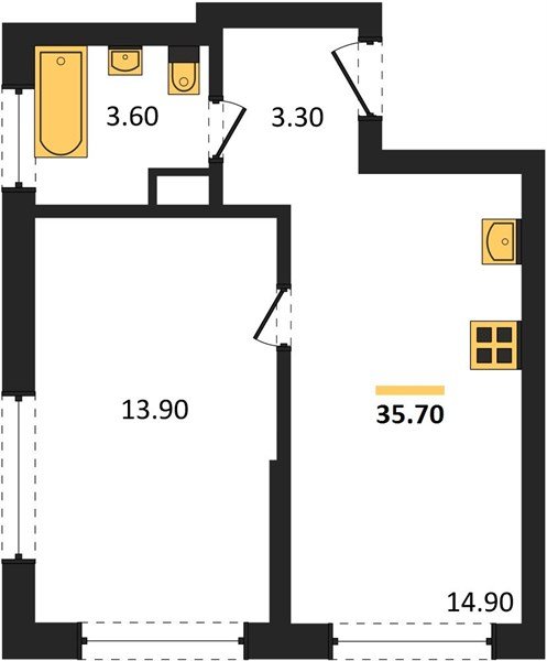 Фото №1: 1-комнатная квартира 35&nbsp;м², 16/16&nbsp;эт. - Краснодар, Прикубанский внутригородской округ, мкр. ЖК Грейд