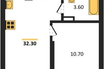 Фото №1: 1-комнатная квартира 32 м², 16/16 эт. - Краснодар, мкр. ЖК Грейд,