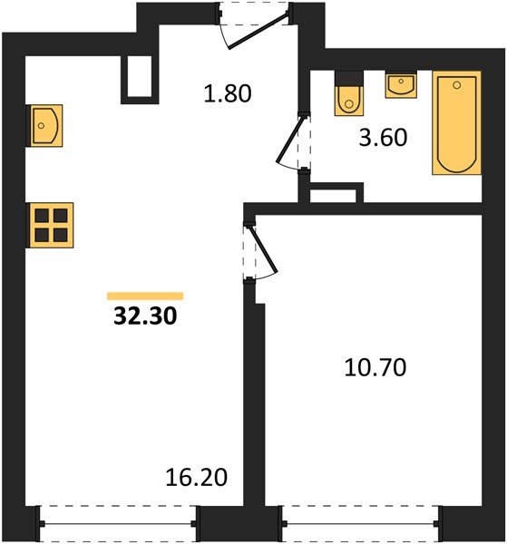 Фото №1: 1-комнатная квартира 32&nbsp;м², 16/16&nbsp;эт. - Краснодар, Прикубанский внутригородской округ, мкр. ЖК Грейд