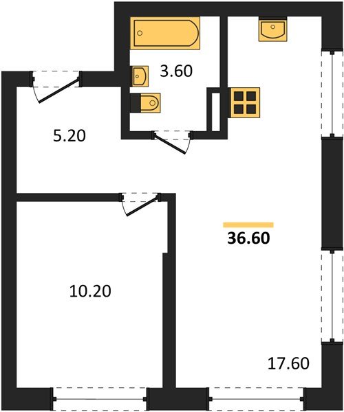 Фото №1: 1-комнатная квартира 36&nbsp;м², 11/16&nbsp;эт. - Краснодар, Прикубанский внутригородской округ, мкр. ЖК Грейд