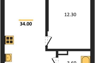 Фото №1: 1-комнатная квартира 34 м², 13/16 эт. - Краснодар, мкр. ЖК Грейд,