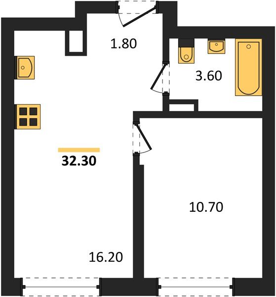 Фото №1: 1-комнатная квартира 32&nbsp;м², 13/16&nbsp;эт. - Краснодар, Прикубанский внутригородской округ, мкр. ЖК Грейд