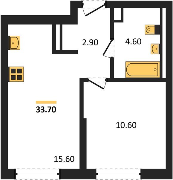 Фото №1: 1-комнатная квартира 33&nbsp;м², 13/16&nbsp;эт. - Краснодар, Прикубанский внутригородской округ, мкр. ЖК Грейд