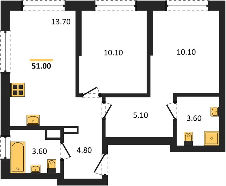Фото №1: 2-комнатная квартира 51&nbsp;м², 13/16&nbsp;эт. - Краснодар, Прикубанский внутригородской округ, мкр. ЖК Грейд