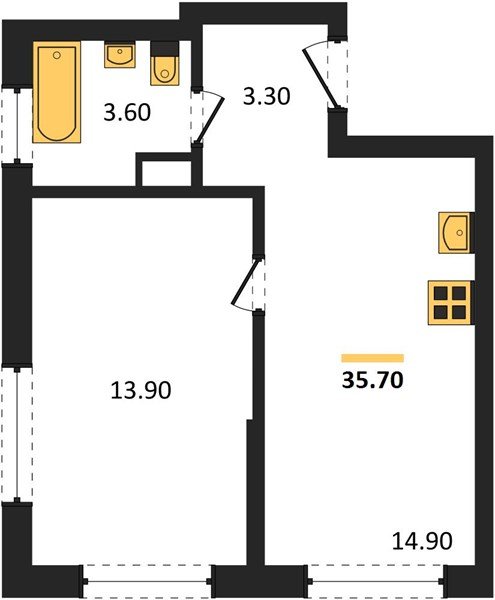 Фото №1: 1-комнатная квартира 35&nbsp;м², 13/16&nbsp;эт. - Краснодар, Прикубанский внутригородской округ, мкр. ЖК Грейд