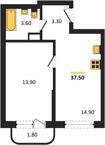 Фото №1: 1-комнатная квартира 37&nbsp;м², 3/16&nbsp;эт. - Краснодар, Прикубанский внутригородской округ, мкр. ЖК Грейд