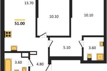 Фото №1: 2-комнатная квартира 51 м², 7/16 эт. - Краснодар, мкр. ЖК Грейд,