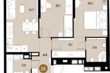 Фото №1: 2-комнатная квартира 51 м², 9/16 эт. - Краснодар, мкр. ЖК Грейд,