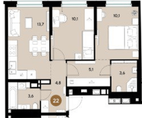 Фото №1: 2-комнатная квартира 51&nbsp;м², 9/16&nbsp;эт. - Краснодар, Прикубанский внутригородской округ, мкр. ЖК Грейд