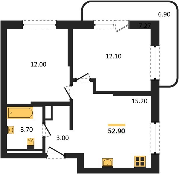 Фото №1: 2-комнатная квартира 52&nbsp;м², 7/16&nbsp;эт. - Краснодар, Прикубанский внутригородской округ, мкр. ЖК Грейд