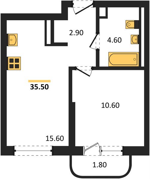 Фото №1: 1-комнатная квартира 35&nbsp;м², 7/16&nbsp;эт. - Краснодар, Прикубанский внутригородской округ, мкр. ЖК Грейд