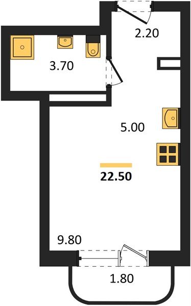 Фото №1: Студия 22&nbsp;м², 9/16&nbsp;эт. - Краснодар, Прикубанский внутригородской округ, мкр. ЖК Грейд