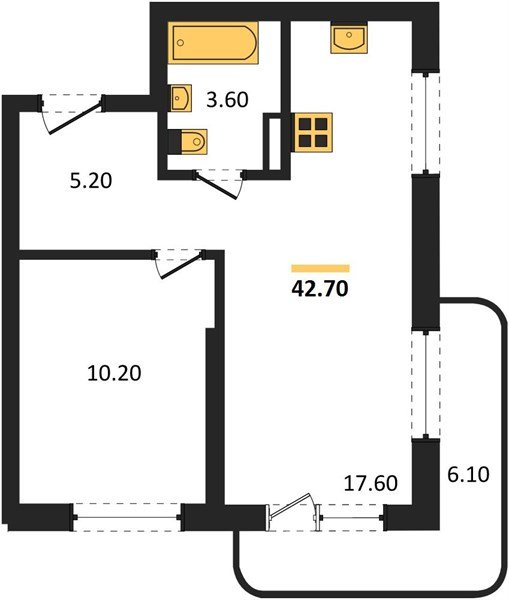 Фото №1: 1-комнатная квартира 42&nbsp;м², 3/16&nbsp;эт. - Краснодар, Прикубанский внутригородской округ, мкр. ЖК Грейд