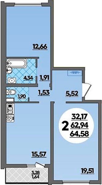 Фото №1: 2-комнатная квартира 64&nbsp;м², 1/9&nbsp;эт. - Майкоп