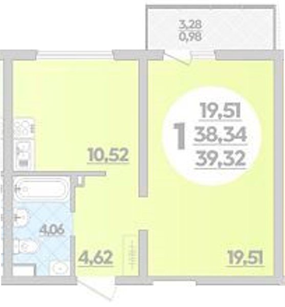 Фото №1: 1-комнатная квартира 39&nbsp;м², 1/9&nbsp;эт. - Майкоп
