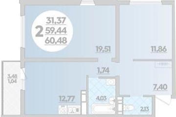Фото №1: 2-комнатная квартира 60 м², 3/9 эт. - Майкоп,