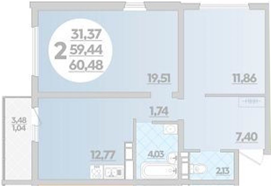 Фото №1: 2-комнатная квартира 60&nbsp;м², 7/9&nbsp;эт. - Майкоп