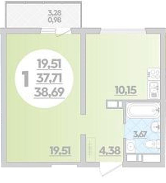 Фото №1: 1-комнатная квартира 38&nbsp;м², 7/9&nbsp;эт. - Майкоп