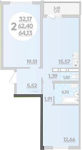Фото №1: 2-комнатная квартира 64&nbsp;м², 2/9&nbsp;эт. - Майкоп
