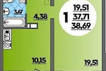 Фото №1: 1-комнатная квартира 38 м², 2/9 эт. - Майкоп,