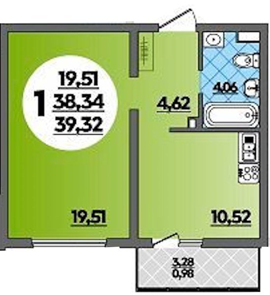 Фото №1: 1-комнатная квартира 39&nbsp;м², 1/9&nbsp;эт. - Майкоп
