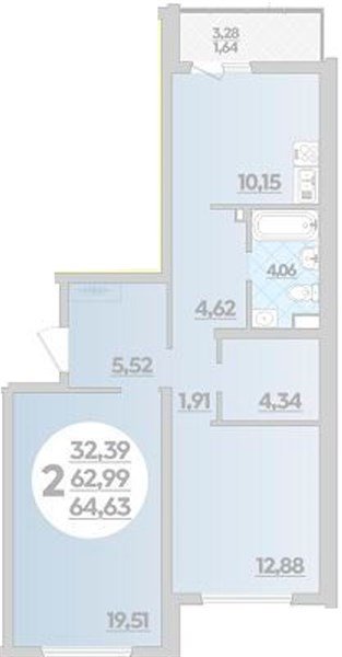 Фото №1: 2-комнатная квартира 64&nbsp;м², 1/9&nbsp;эт. - Майкоп